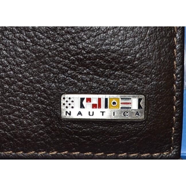 【特價 出清】Nautica 大小皮夾組 金屬國旗logo 大小皮夾組 棕色 真皮 荔枝皮革紋 保證正品-細節圖4