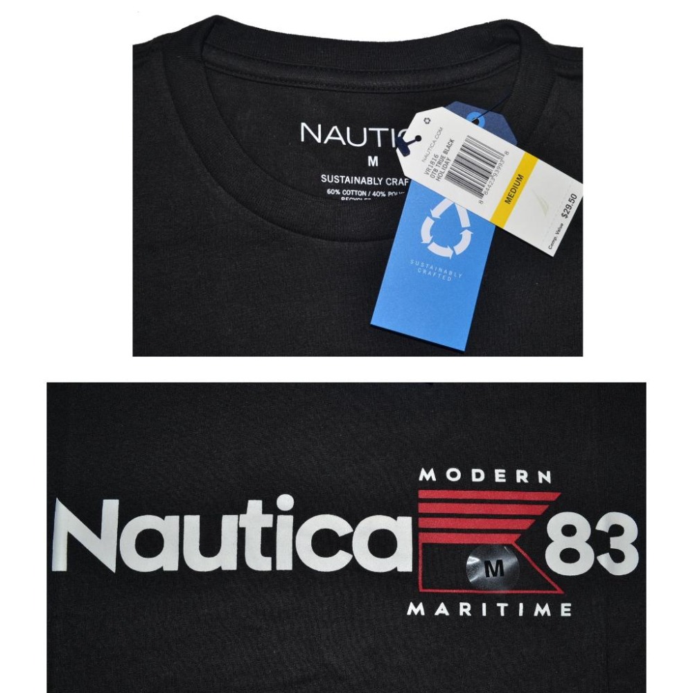 Nautica【M】【L】【XL】短袖T恤 黑色 MARITIME 83 VR1816 有大尺碼 全新 現貨-細節圖4