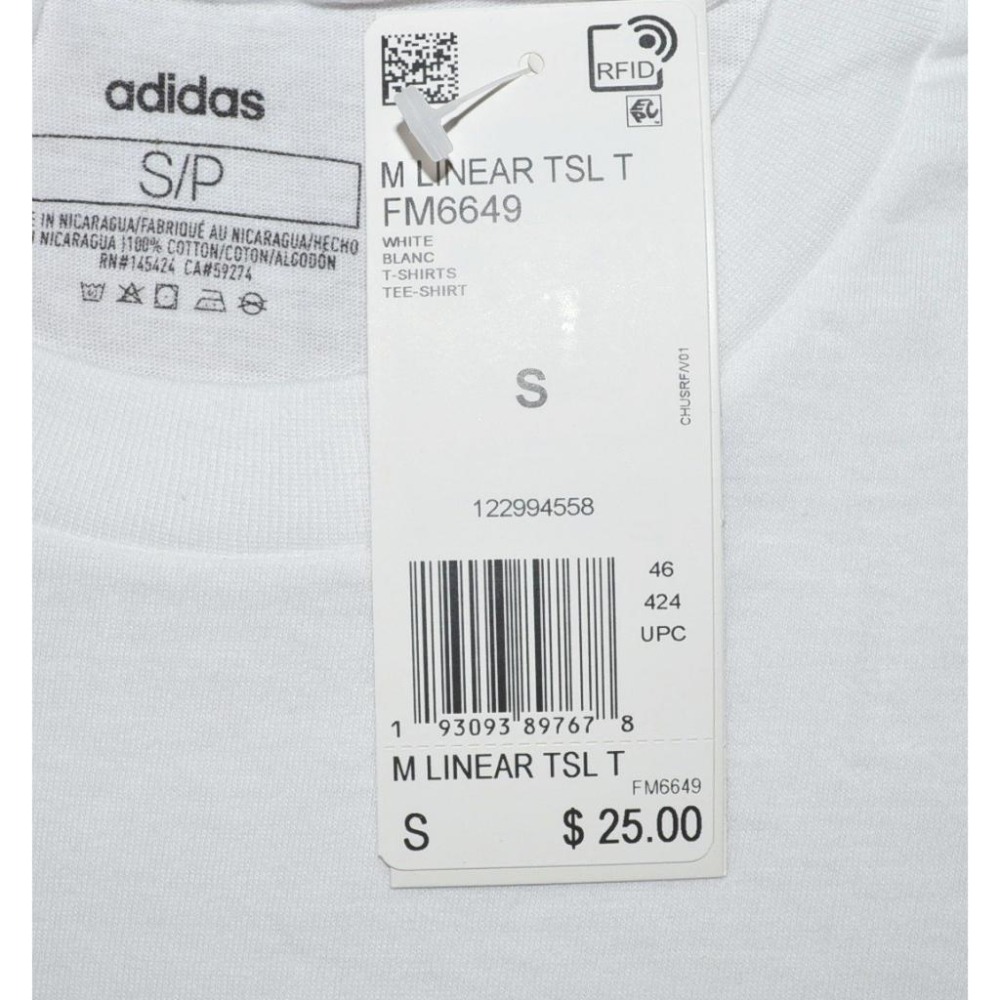 【出清 特價】adidas【S】【M】【L】Linear TSL 短袖T恤 白色 輕質透氣 FM6649 全新 現貨-細節圖3