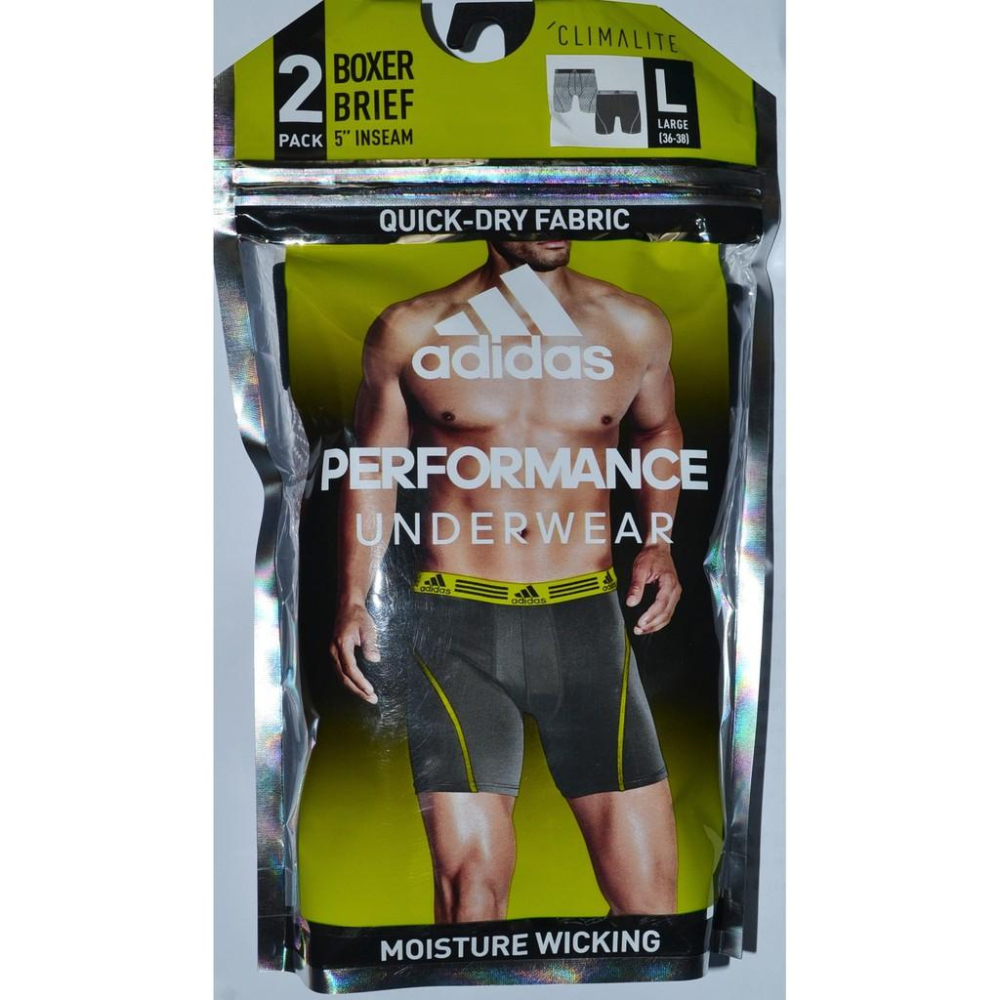 Adidas【36~38腰】運動內褲 機能 吸濕排汗 2件裝 黑色/白色 ClimaLite-細節圖2