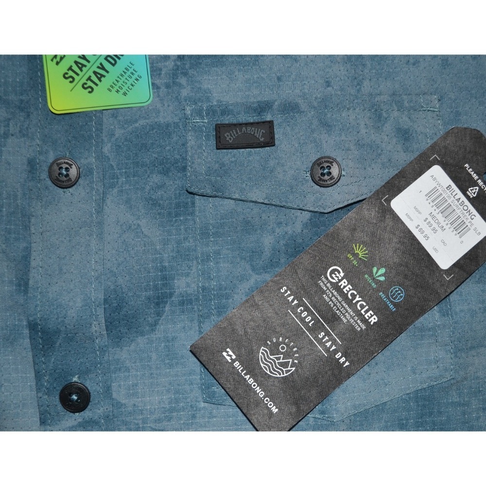 BILLABONG【L】短袖襯衫 夏季 輕盈透氣 涼爽 排汗 花襯衫 ABYWT00195 全新 現貨-細節圖6