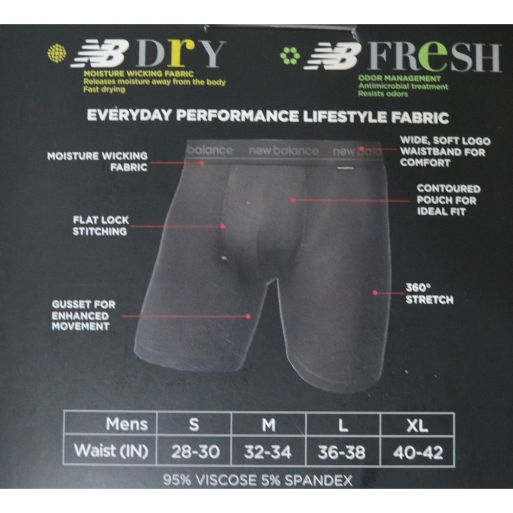 New Balance 運動內褲【28腰~30腰】【32腰~34腰】【36腰~38腰】【40腰~42腰】2件裝黑色/灰色-細節圖3