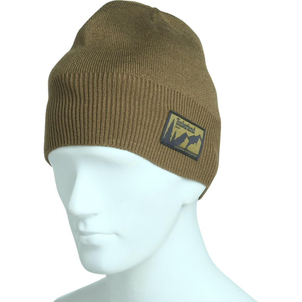 Timberland 純色針織毛帽 橄欖綠色 男女適合 輕質 保暖 景色貼片 T101683C-細節圖3
