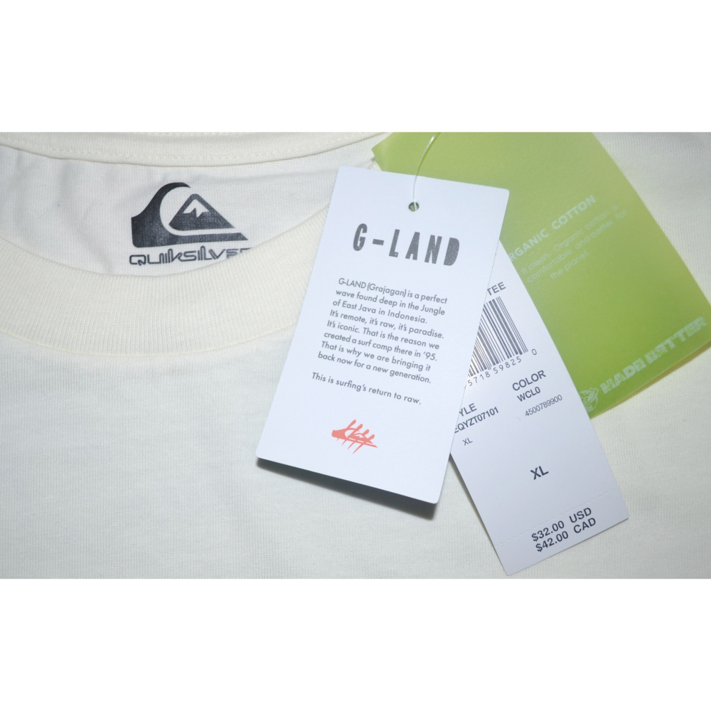 Quiksilver【寬鬆版 XL】有機棉 厚棉 短袖T恤 G-Land 著名的衝浪聖地 EQYZT07101 大尺碼-細節圖8