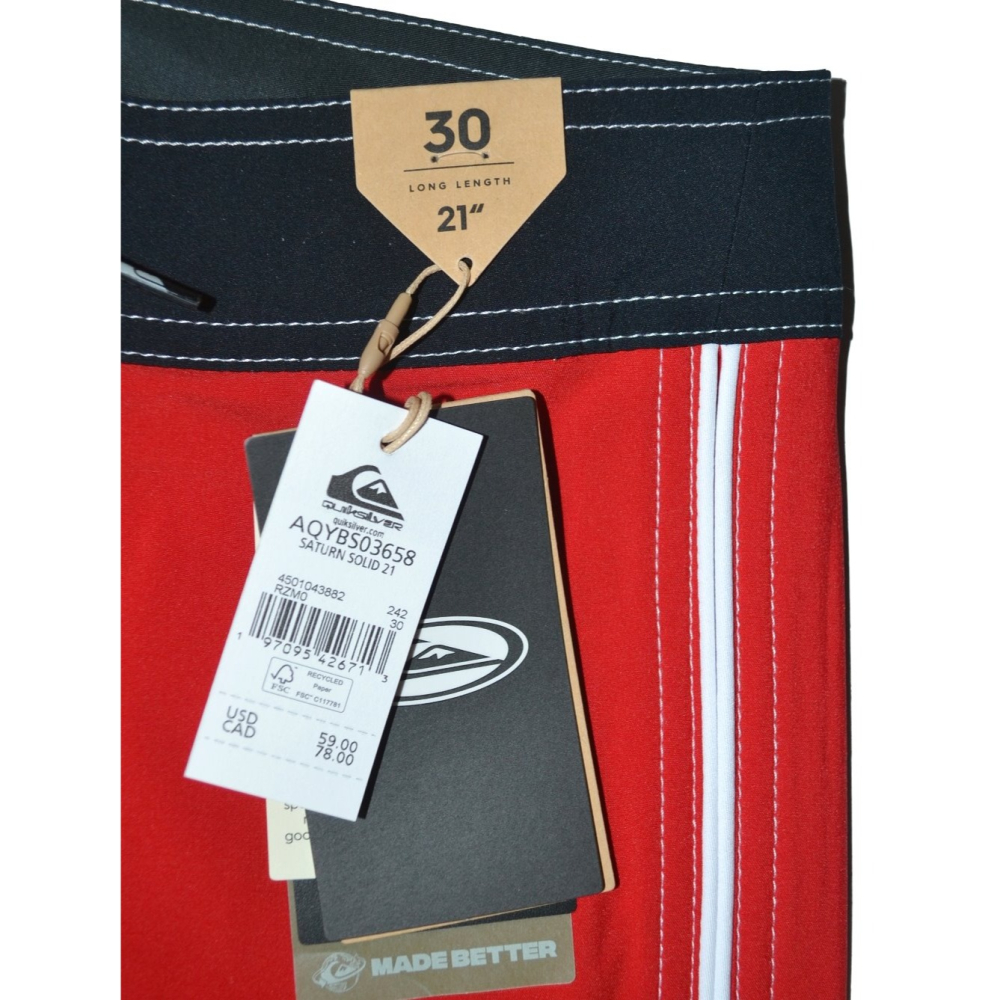 Quiksilver【30腰 32腰 34腰】海灘褲 衝浪褲 21＂ 4向彈力 AQYBS03658 紅色 全新 現貨-細節圖7