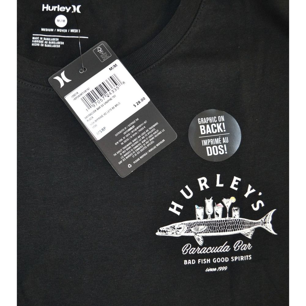 Hurley【S】【M】短袖T恤 Barracuda Bar 黑色 125018 全新 現貨-細節圖4