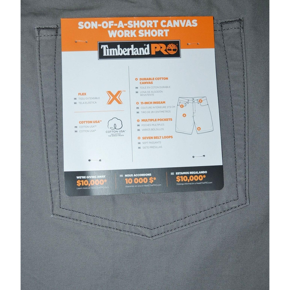 Timberland PRO【30腰 34腰 36腰】短褲 帆布工作短褲 GUNMETAL 11英吋 全新現貨-細節圖9