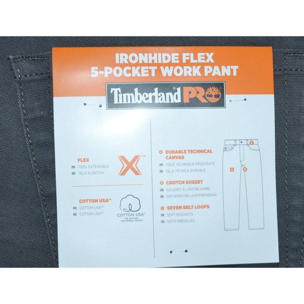 Timberland PRO【42腰 44腰】五口袋 彈性工作褲 GUNMETAL 防水外層 大尺碼 全新現貨-細節圖6