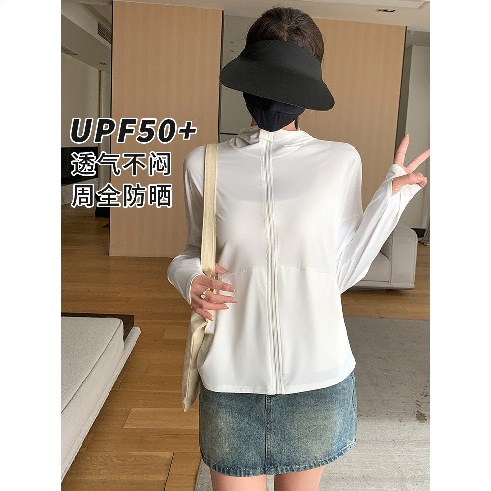 白色冰絲防曬衣女夏季2026新款防紫外線防曬服輕薄速乾開襟外套-細節圖2