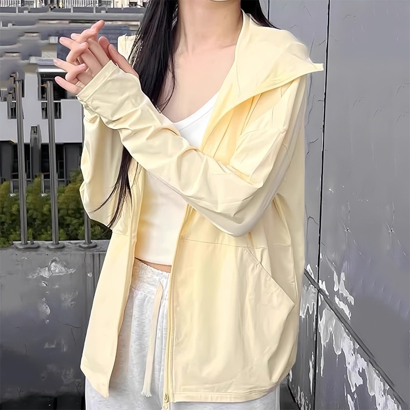 白色冰絲防曬衣女夏季2026新款防紫外線防曬服輕薄速乾開襟外套-規格圖5