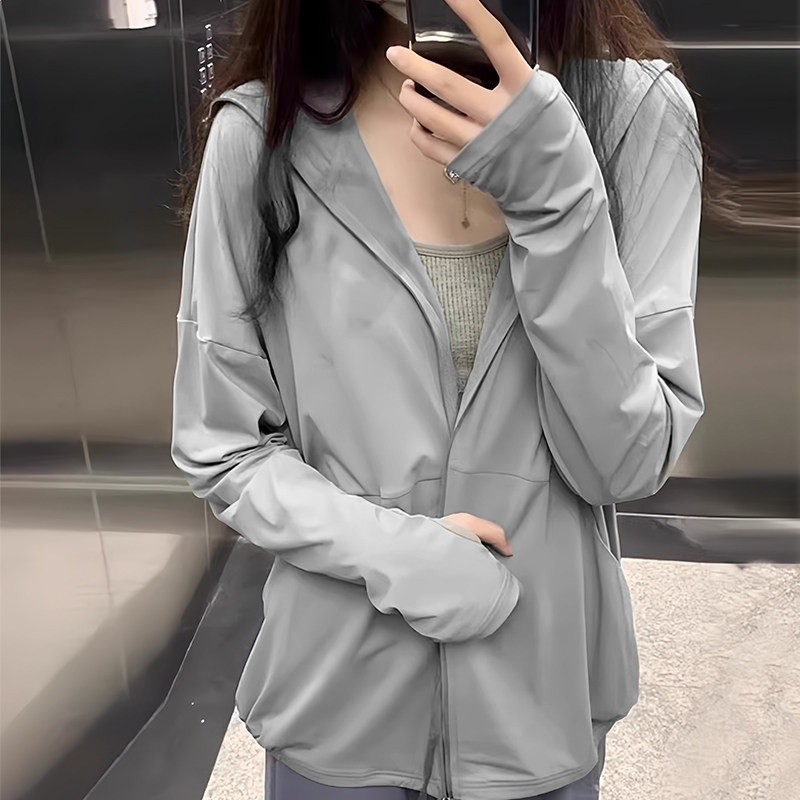 白色冰絲防曬衣女夏季2026新款防紫外線防曬服輕薄速乾開襟外套-規格圖5