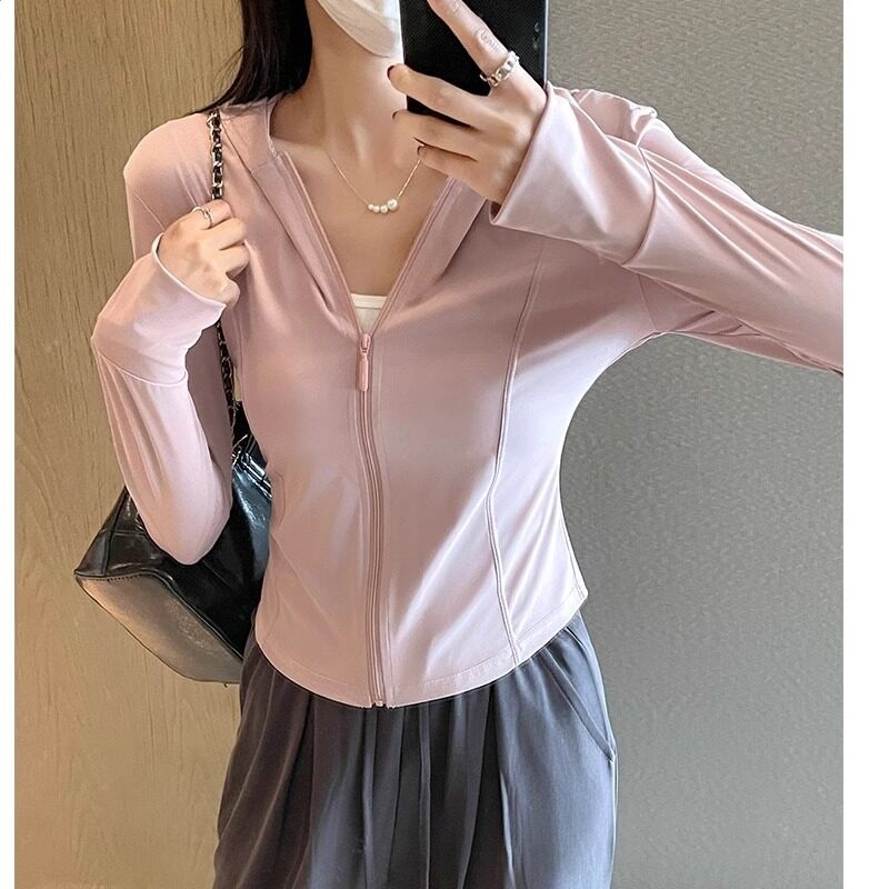 黑色連帽冰絲防曬衣女款夏薄款戶外防紫外線防曬服修身短外套上衣-規格圖5