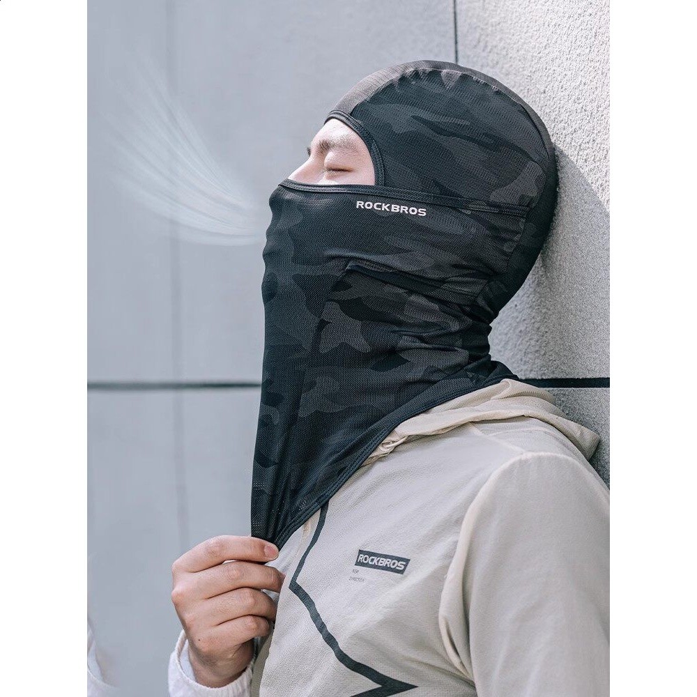洛克兄弟冰絲防曬頭套騎行面罩男女春夏季戶外摩托車全臉防風圍脖-細節圖5