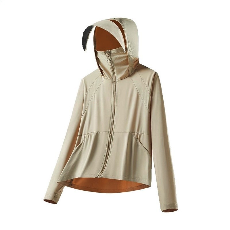 涼感冰絲防曬衣女夏季帽簷防曬服防紫外線透氣皮膚衣戶外寬鬆薄款-細節圖5