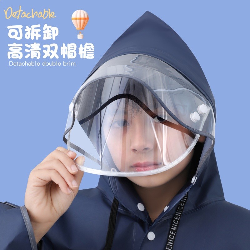 兒童雨衣斗篷式男女童小孩小學生上學專用中大童帶書包位騎行雨披-細節圖3