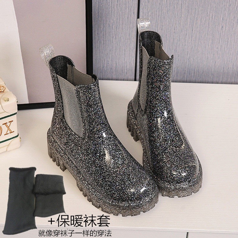 雨鞋女時尚春夏雨靴防水防滑水鞋女短筒通勤水靴馬丁靴膠鞋洋氣-規格圖5