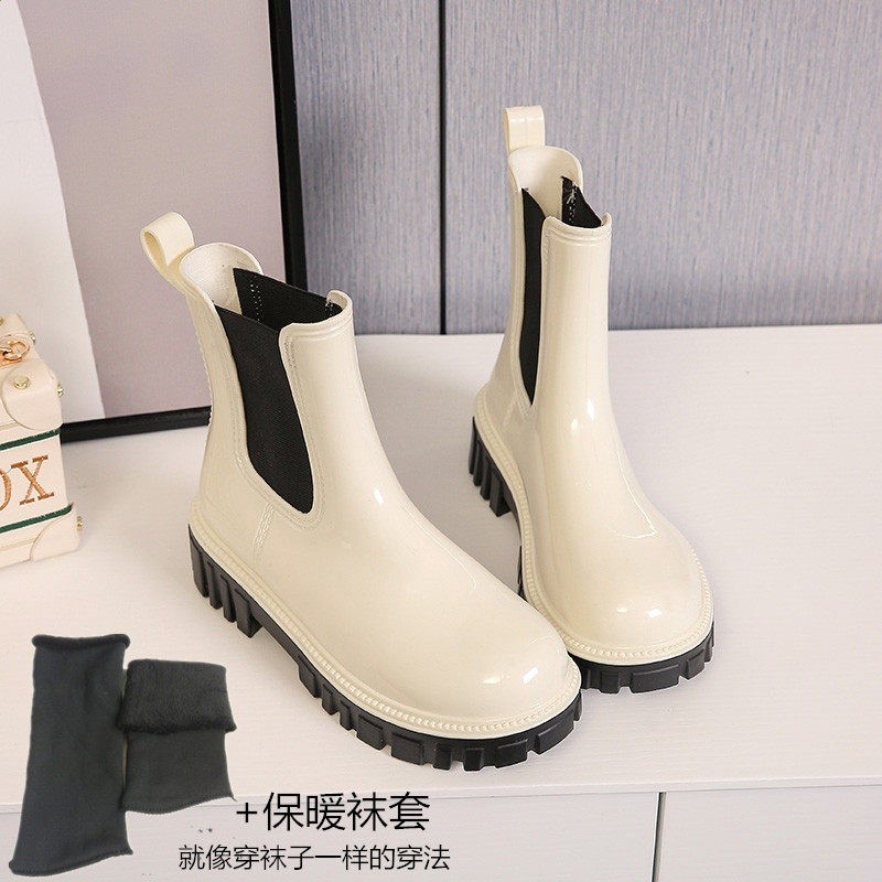 奶油白+保暖襪套