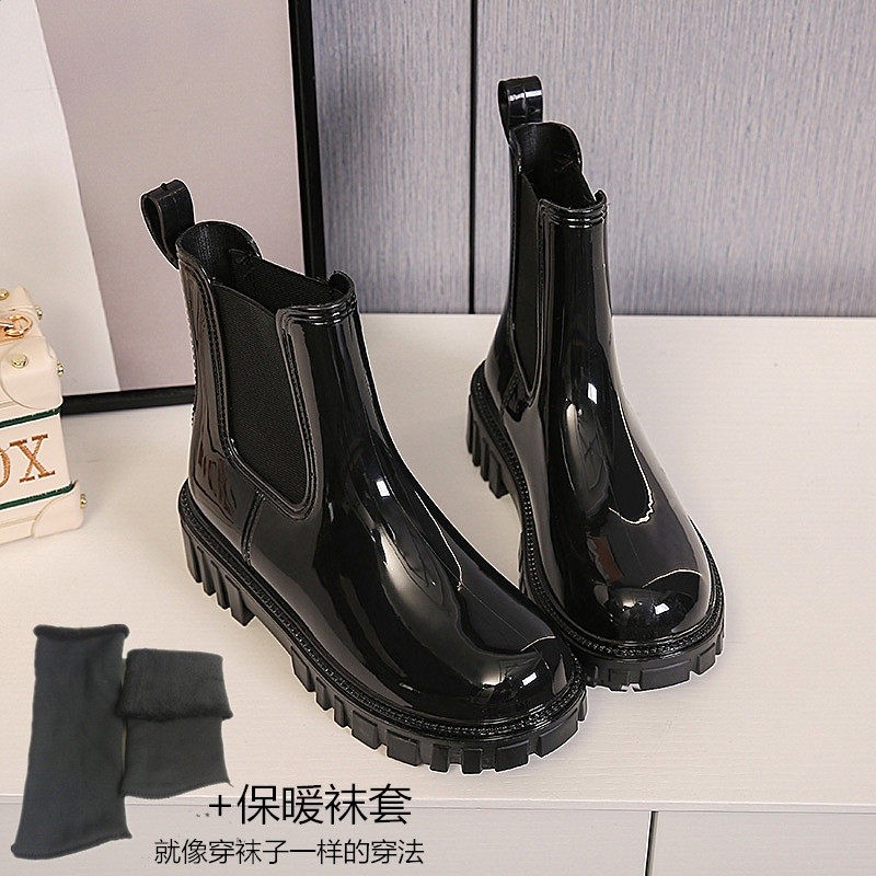 雨鞋女時尚春夏雨靴防水防滑水鞋女短筒通勤水靴馬丁靴膠鞋洋氣-規格圖5