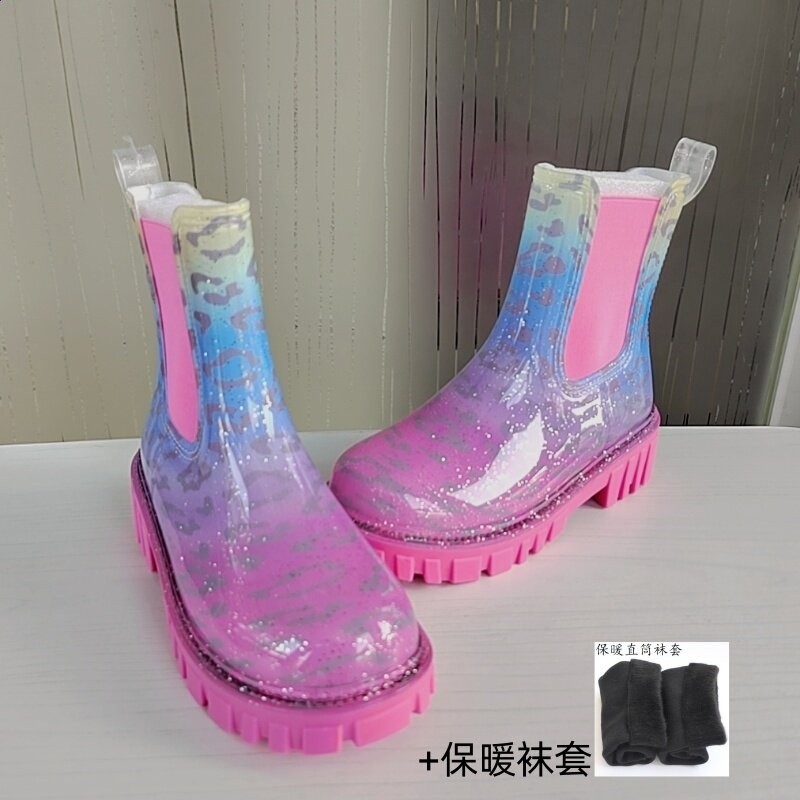 雨鞋女時尚春夏雨靴防水防滑水鞋女短筒通勤水靴馬丁靴膠鞋洋氣-規格圖5