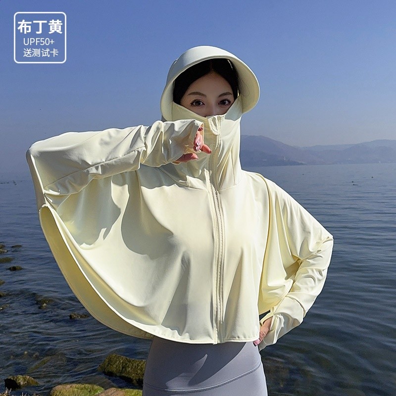 夏冰絲薄款原紗防曬衣女遮臉騎車防紫外線透氣薄寬鬆UPF50+短外套-規格圖5