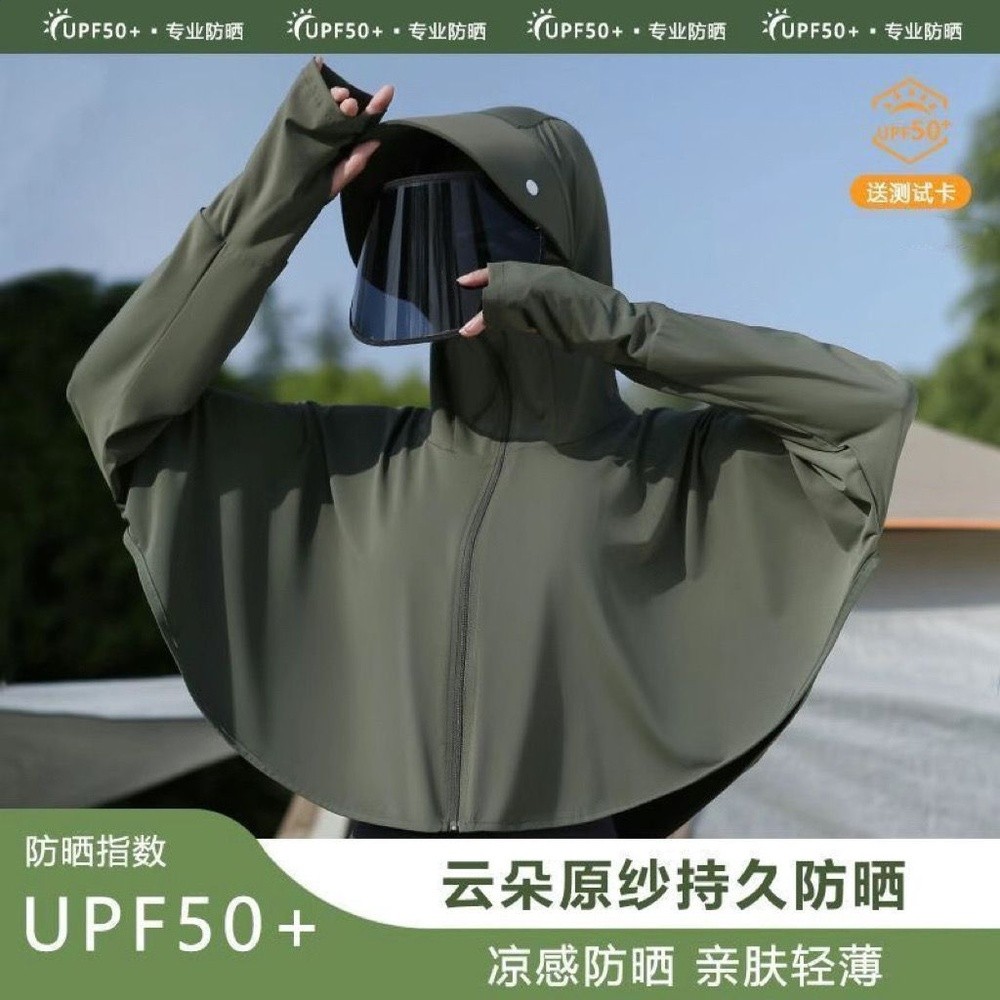 夏冰絲薄款原紗防曬衣女遮臉騎車防紫外線透氣薄寬鬆UPF50+短外套-規格圖5