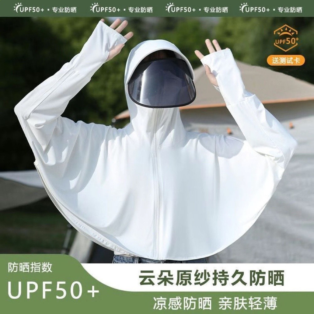 夏冰絲薄款原紗防曬衣女遮臉騎車防紫外線透氣薄寬鬆UPF50+短外套-規格圖5