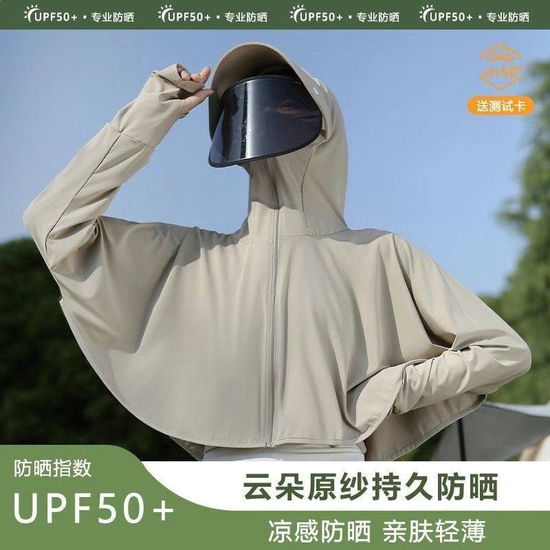 夏冰絲薄款原紗防曬衣女遮臉騎車防紫外線透氣薄寬鬆UPF50+短外套-規格圖5