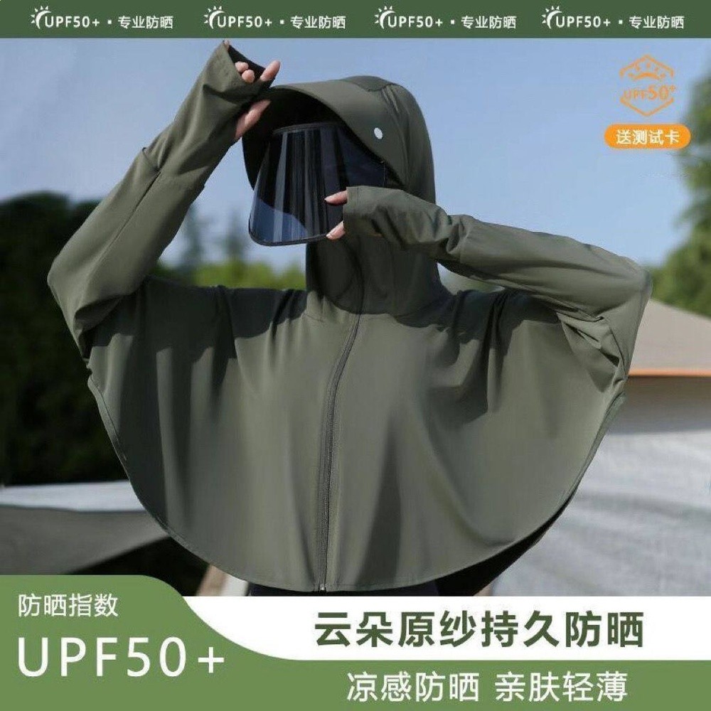夏冰絲薄款原紗防曬衣女遮臉騎車防紫外線透氣薄寬鬆UPF50+短外套-規格圖5