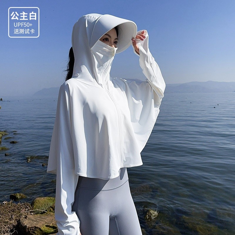 夏冰絲薄款原紗防曬衣女遮臉騎車防紫外線透氣薄寬鬆UPF50+短外套-規格圖5