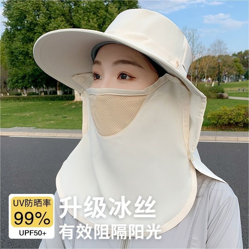 全方位防曬帽子透氣遮臉面罩夏季護頸一體太陽帽紫外線戶外遮陽帽-細節圖2