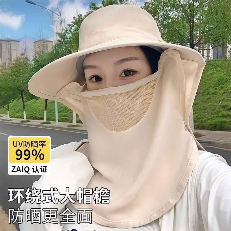 全方位防曬帽子透氣遮臉面罩夏季護頸一體太陽帽紫外線戶外遮陽帽-細節圖3