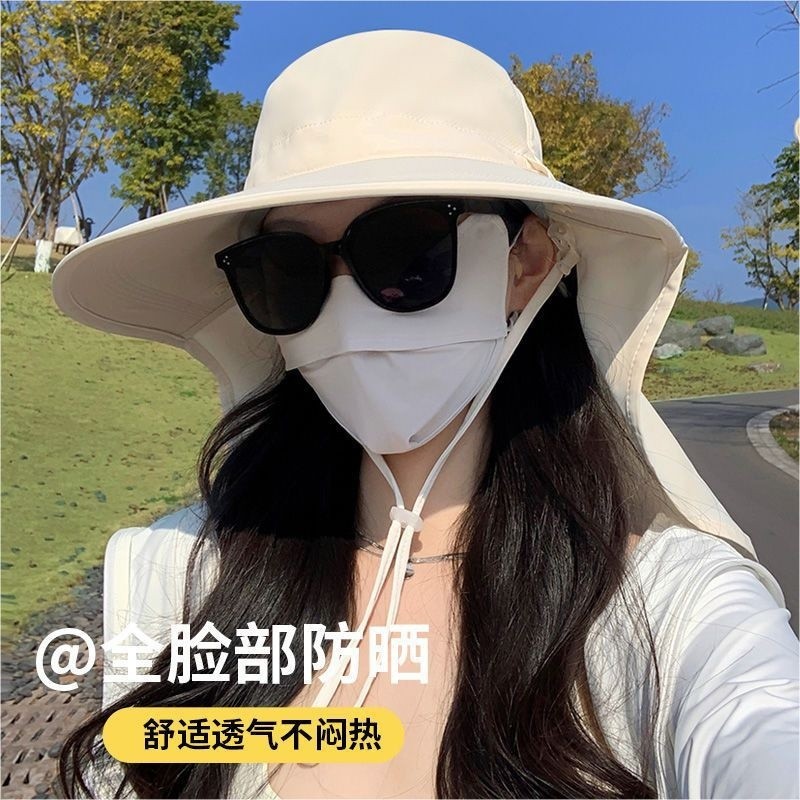 全方位防曬帽子透氣遮臉面罩夏季護頸一體太陽帽紫外線戶外遮陽帽-細節圖5