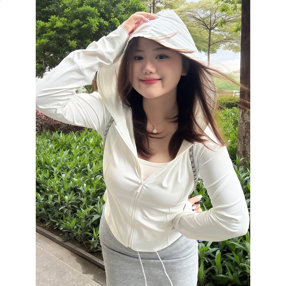 周胖胖呀微胖mm修身冰絲防曬衣白色女夏季戶外開襟大碼防曬服外套-細節圖3