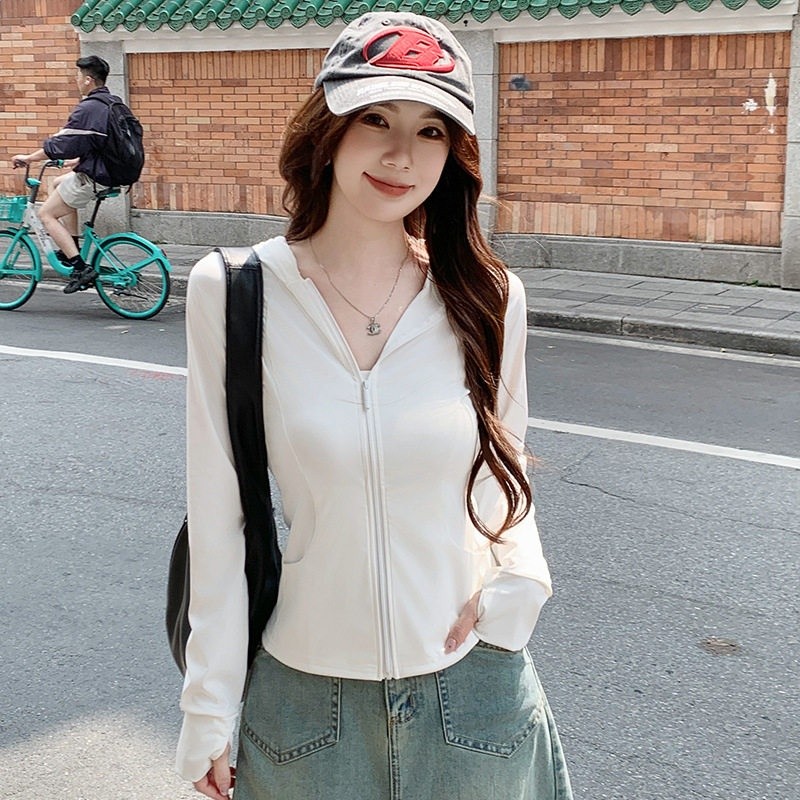 周胖胖呀微胖mm修身冰絲防曬衣白色女夏季戶外開襟大碼防曬服外套-規格圖5