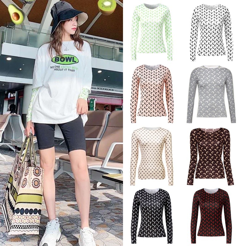 楊冪同款衣服2026春秋彈力修身內搭t恤冰絲防曬月亮打底衣女上衣-細節圖3