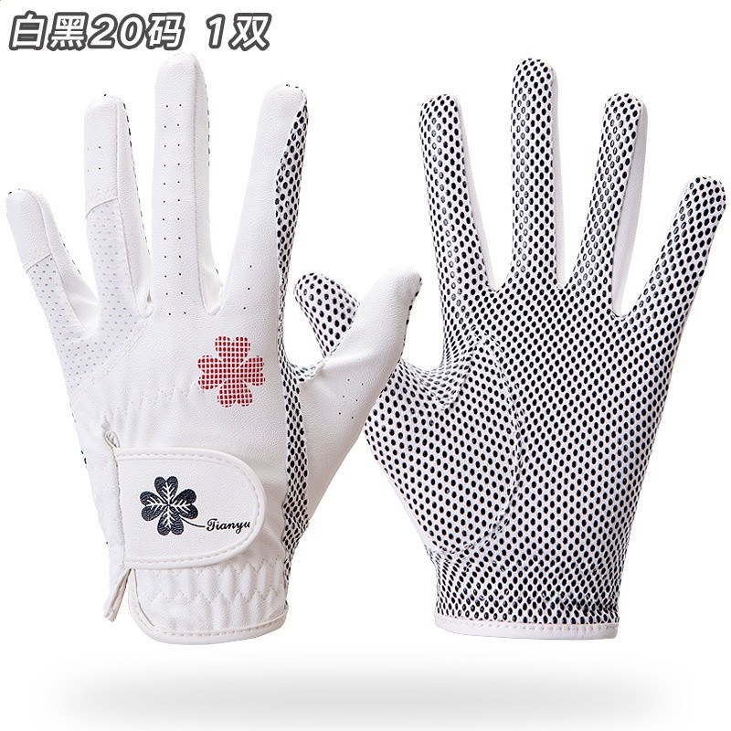 新款高爾夫手套女士左右雙手PU彈力冰絲防曬矽膠防滑耐磨透氣-規格圖5