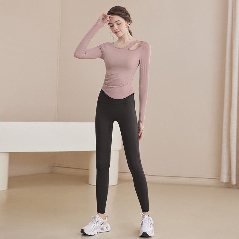 瑜伽服女2026春秋新款長袖修身運動上衣秋冬訓練普拉提健身服套裝-規格圖5