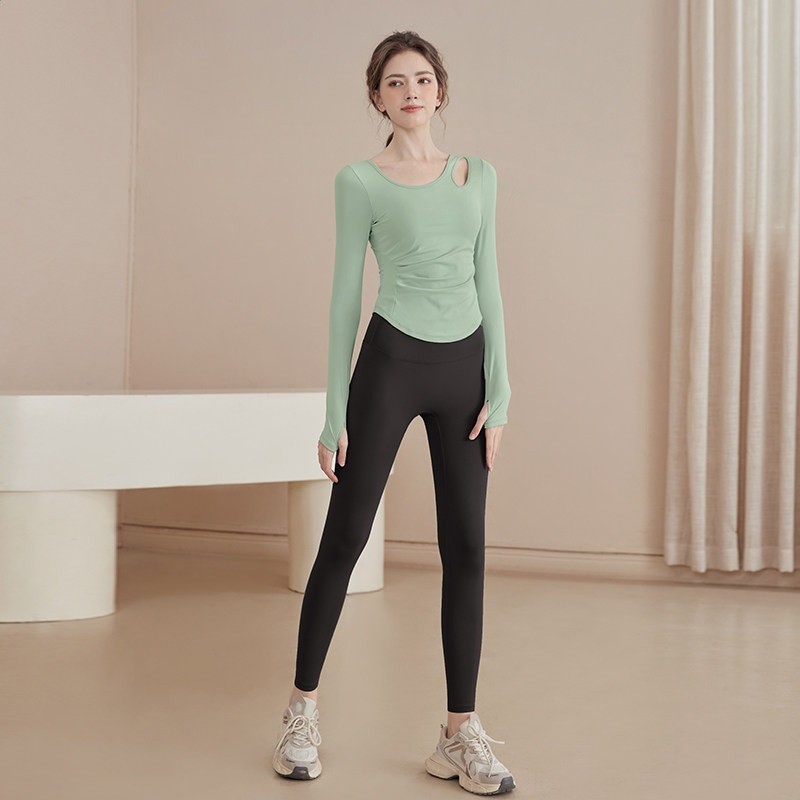 瑜伽服女2026春秋新款長袖修身運動上衣秋冬訓練普拉提健身服套裝-規格圖5