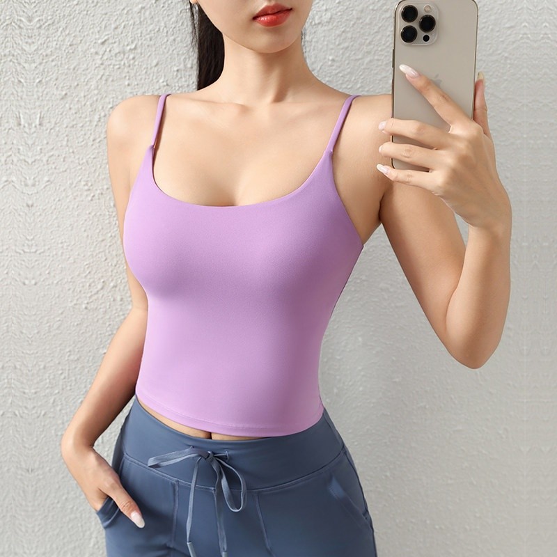 九麥一品一體式胸墊運動內衣女瑜珈服上衣跑步瑜伽服健身美背背心-規格圖5