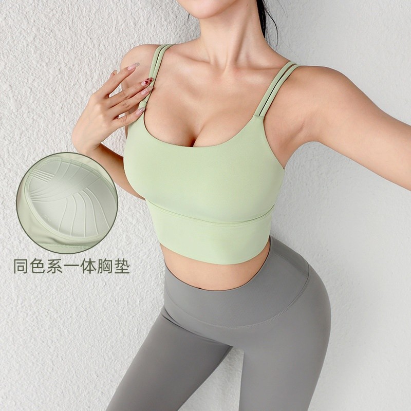 九麥一品一體式胸墊運動內衣女瑜珈服上衣跑步瑜伽服健身美背背心-規格圖5