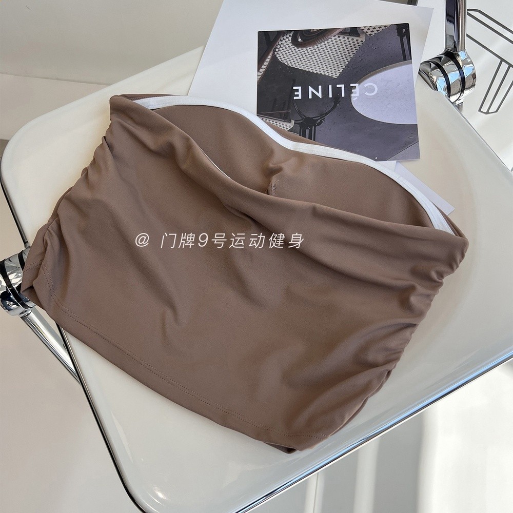 瑜伽服女無肩帶背心美背運動內衣防震平口式內搭文胸健身上衣-規格圖5