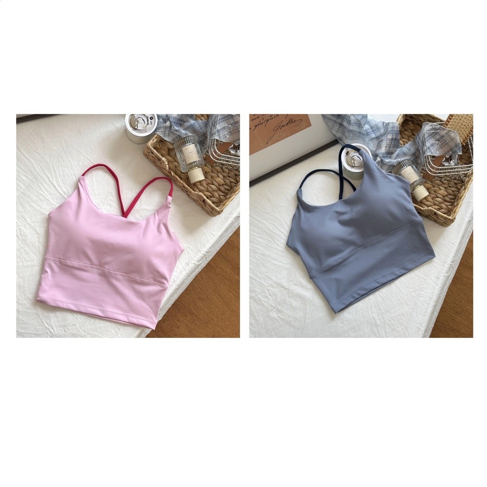 【澤衣壹品】內衣一體上衣運動健身普拉提瑜伽服吊帶背心女帶胸墊-規格圖5
