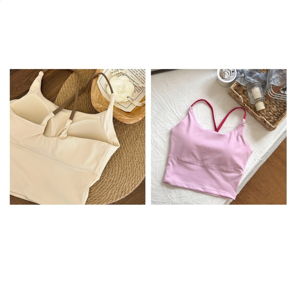 【澤衣壹品】內衣一體上衣運動健身普拉提瑜伽服吊帶背心女帶胸墊-規格圖5