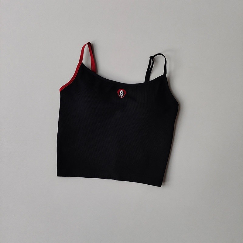 運動內衣女撞色刺繡防震防下垂健身瑜伽服吊帶一體美背心式文胸-規格圖5