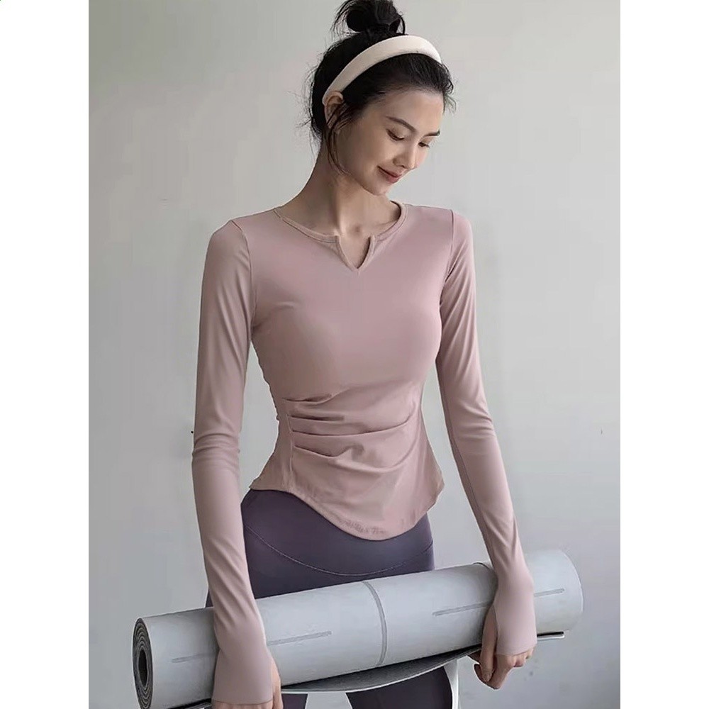 瑜伽服套裝女跑步運動長袖上衣專業訓練t恤速乾衣晨跑緊身健身服-細節圖5