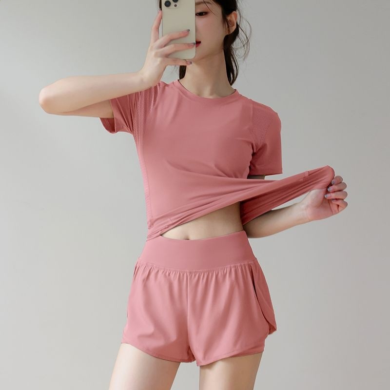 夏季運動套裝女修身顯瘦專業跑步訓練健身瑜伽服騎行晨跑透氣網孔-細節圖2