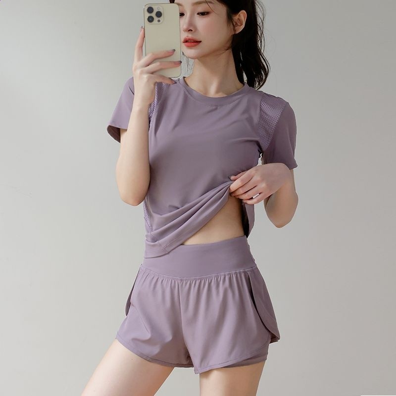 夏季運動套裝女修身顯瘦專業跑步訓練健身瑜伽服騎行晨跑透氣網孔-細節圖5