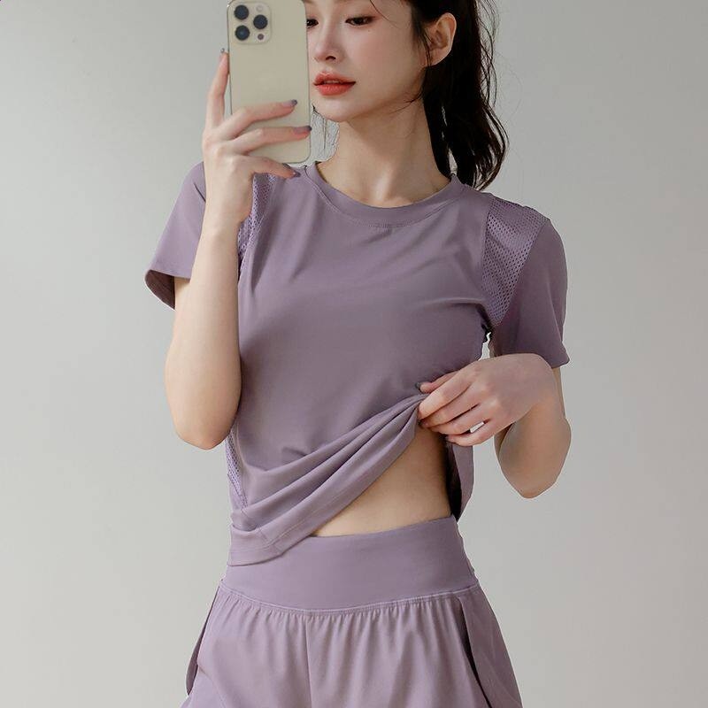 夏季運動套裝女修身顯瘦專業跑步訓練健身瑜伽服騎行晨跑透氣網孔-規格圖5