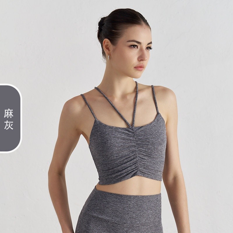 新款運動背心女裸感歐美健身性感美背瑜伽服上衣防震跑步運動文胸-規格圖5