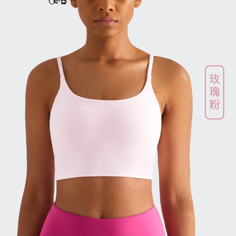 小清新瑜伽服套裝女上衣吊帶春夏跑步運動內衣速乾健身美揹帶胸墊-規格圖4